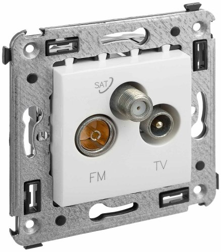 Розетка TV+FM+SAT Оконечная без рамки DKC Avanti 3-м. белое облако картинка